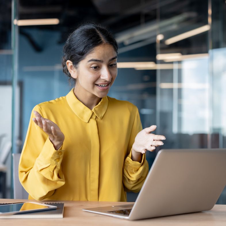 Woman in front of laptop